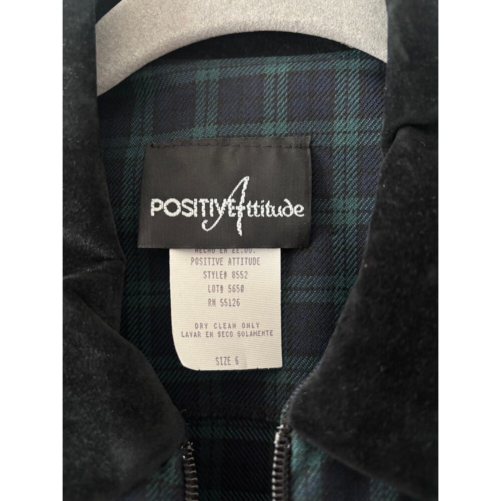 Positive Attitude Green Plaid Jacket Size 6 - Picture 3 of 10
